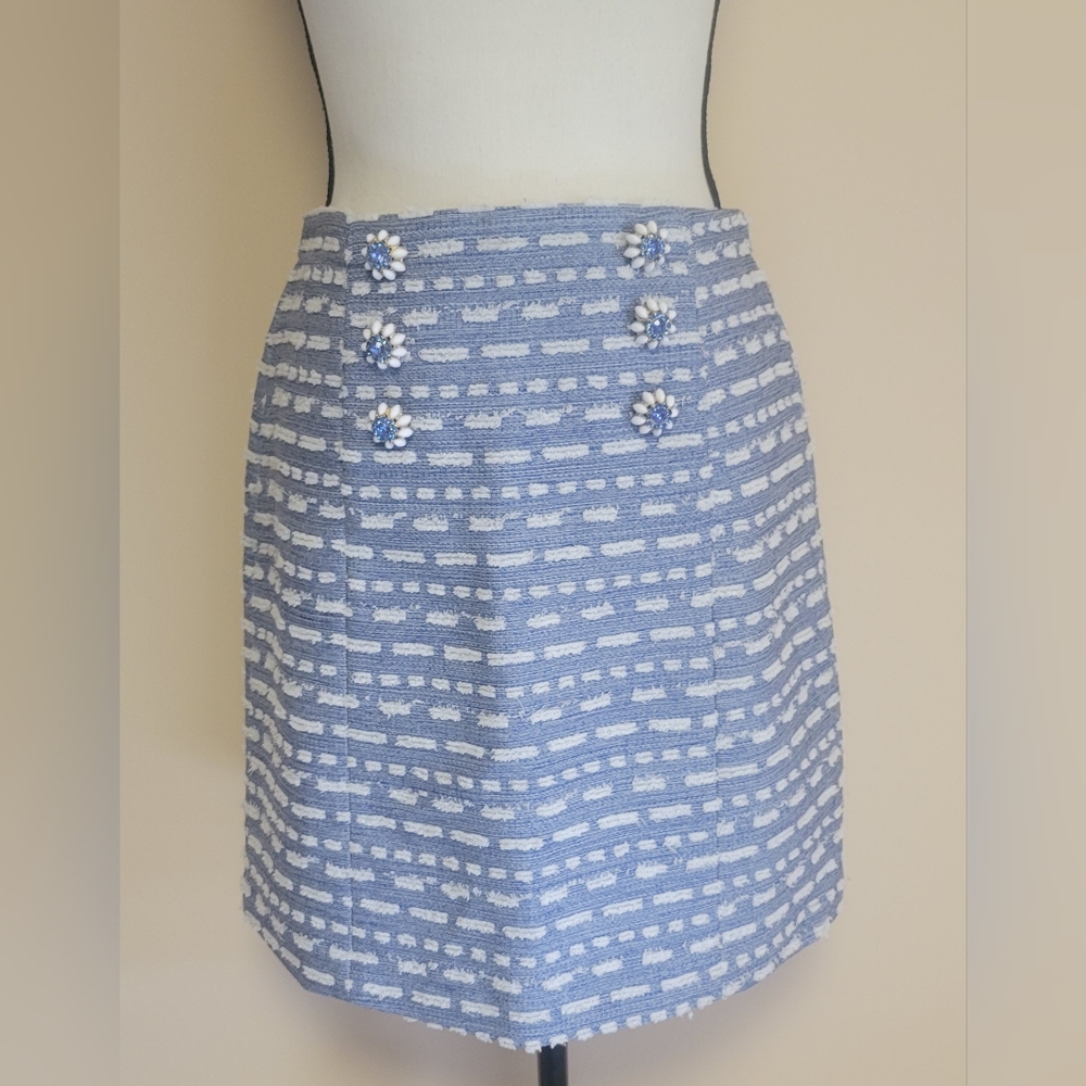 Kaiseki Blue/White Skirt - Gorgeous Detailed Buttons - MEDIUM